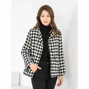 [하프클럽/모슬린]엄마옷 라운드 트위드 체크 누비반코트 MQG125473 마담 미시 중년여성 빅사이즈 할머니옷