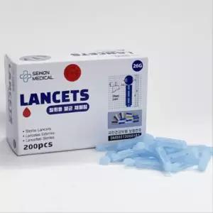 국산 보건소 당뇨검사 일회용 체혈침 200p 수동 란셋 26G 혈당침 멸균 측정용바늘