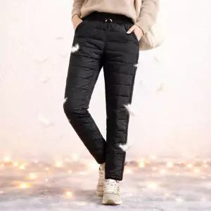 여성용 100%오리털 겨울 방한 빵빵한누빔 허리밴딩 일자핏 패딩바지