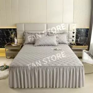 침대치마 누빔 돌침대커버 호텔식 심플 매트커버 순면 프릴