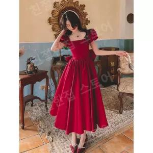 이브닝 레드 드레스 시상식 와인 행사 인어 공주 빨강 파티