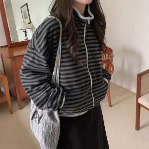 카세리 플리스 단가라 하이넥 집업