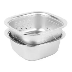 스텐 펀칭 믹싱볼 채반 채소 소쿠리 야채 바구니 28cm