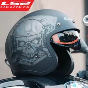 LS2 레트로 오토바이 헬멧 LS2 OF599 스피트파이어 II 34 오픈 페이스 헬멧 남녀 공용 할리 모터바이크 스