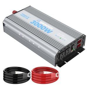 파워 인버터 3000와트 DC 12V에서 AC 110V 120V 컨버터 자동차 개조 사인파 듀얼 소켓 USB 포트 RV 트럭 보트 태양광 비상 오프 그리드용 LED 디스플레이 포함