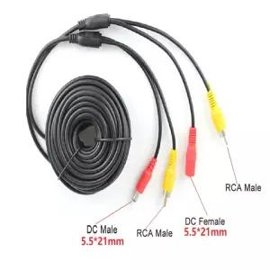 후방카메라배선 RCA 케이블 30m 20m 15m 10m 5m 12V 24V 55x21mm DC 전원 AV 비디오 연장 자동차 트럭 버스