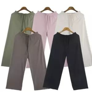 고품질 빅사이즈 허리밴딩 면 루즈핏 여성바지 배기팬츠 (WFJ46FR)