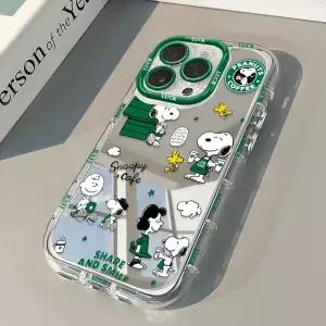 피너츠 스누피 커피 쿨 그린 메이크업 미러 폰 케이스 아이폰 호환 17Air 16 15 14 13 12 11 프로 맥스 7 8