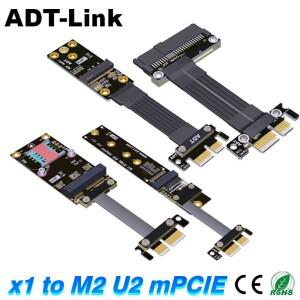 ADT 미니 소형 호환 PCI-E-M.2 U.2 SSD 라이저 연장 케이블 SFF8639 PCIe 4.0 X1 무선 NIC 어댑터 NVMe 호
