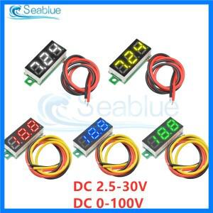 5Pcs 0.28 인치 DC LED 디지털 전압계 0-100V 전압 측정기 자동차 자동차 모바일 전원 전압 테스터 감지기