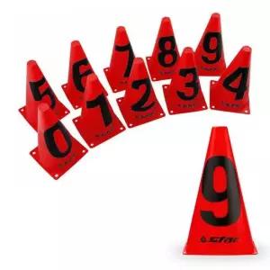 숫자 칼라콘 0-9까지 10개입 1세트 레드 SA306C-04 훈련용품 접시콘 축구 축구마커 칼라콘