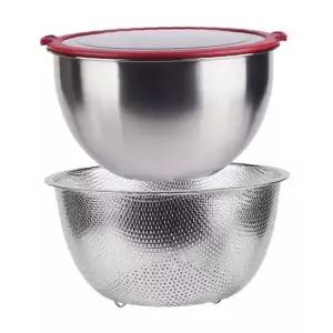 스테인리스 채반 믹싱볼 농작물 세척용 바구니 24cm 주방 조리도구