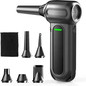 압축 공기 집진기 브러시리스 모터와 LED 조명이 장착된 150000RPM 미니 충전식 전기 송풍기 4단 기어 조절