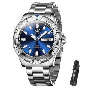 남성용 시계 스테인리스 스틸 밴드 아날로그 쿼츠 방수 렐로예스 파라 홈브레, 비즈니스 캐주얼 캘린더 럭셔리