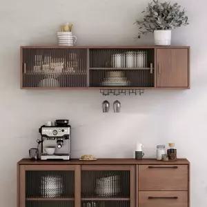 홈카페 상부장 벽걸이 원목 선반장 그릇장 진열장 선반