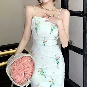 여행 100117 화이트 원피스 꽃무늬 (KYR-WFH3Q27)