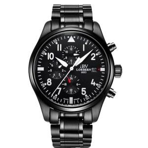 남성용 파일럿 시계 자동 기계식 스테인리스 스틸 케이스 24일 입/시간 기능 다이얼 방수