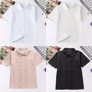 아코디언 라운드카라 반팔 교복셔츠(4color) 교복