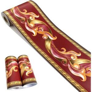 HUAZEXINX 벽지 테두리 크라운 몰딩 필 앤 스틱 플라워 탈착식 벽 데칼 스티커 셀프 접착 거실 욕실 주방용 4인치 x 32.8피트