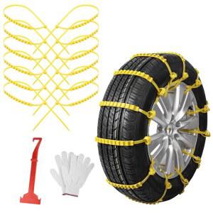 Qoosea Snow Chains 자동차 트럭 망간강 가능한 12팩 (옐로우) 방지 범용 SUV용 스노우 체인 조절 미끄럼 두꺼운 타이어 케이블 핏 비상