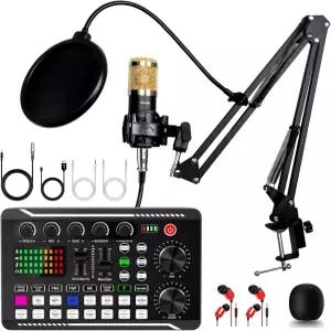또한 팟캐스트 장비 번들 BM-800 마이크(골드) 및 F998 사운드 카드가 포함된 노래 게임 라이브 스트리밍을