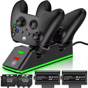 Xbox Series X /S /One /Elite 컨트롤러용 4320mWh 충전식 배터리 2팩이 장착된 컨트롤러 충전소 4팩