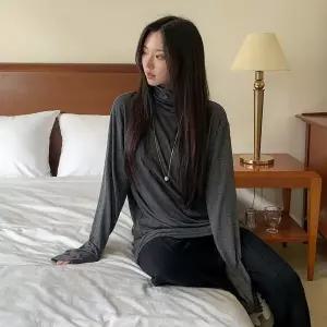 [하프클럽/]여자 기모 루즈핏 폴라 롱 긴팔 이너 레이어드 티셔츠