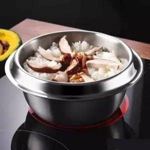 스텐가마솥 16cm 통3중 냄비 IH 유리뚜껑 스팀홀 (WFK8UKC)