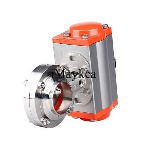 루미식 1-1/2 용접 OD 38mm 스테인레스 스틸 304 위생 공압 버터플라이 밸브 실리콘 씰