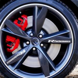 루보식 자동차 휠 반사 스티커 림 허브 바디 레이싱 R 퍼포먼스 스타일 비닐 필름 데칼 튜닝 액세서리 4 개