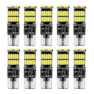 루보식 4/10개 LED 초고휘도 T10 W5W 전구 캔버스 12V/24V 노란색 녹색 흰색 자동차 실내등 트렁크 번호판