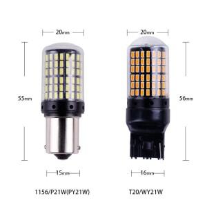 루보식 T20 LED 방향지시등 전구 캔버스 1156 BA15S P21W 7440 3014/144SMD 자동차 후미등