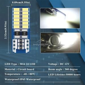 루보식 1/2/4/10/20개 자동차 방향지시등 T10 W5W 3014 24SMD LED 캔버스 차량 실내등 지도등 돔등 화이트