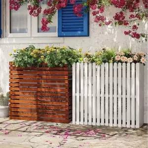 에어컨 실외기 커버 햇빛가리개 발코니 차양막 보호 원목