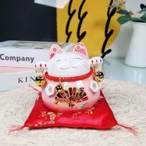 도자기 마네킨네코 핑크 저금통 일본 (WFK91E2)