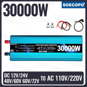 SOECOPO 30000W 12V/24V ~ 110V/220V 인버터 자동차 전압 변환기 (이중 입력) 캠핑 액세서리