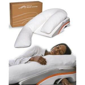 메드클라인 역류 시스템, 산 및 GERD 를 위한 침대 웨지 베개, 용 바디 삽입 커버, 팔 포켓이 있는 경사진 수면 자세, 5피트 5인치에서 11인치 높이의 중간 크기