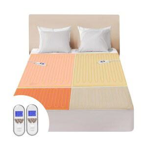 Bwarm 프리미엄 멀티존 전기 온열 매트리스 패드 킹 사이즈, 78인치 x 80인치, 듀얼 컨트롤러, 9가지 열 설정, 1-12시간 자동 꺼짐, 개별 신체 및 발 세탁기 사용 가능