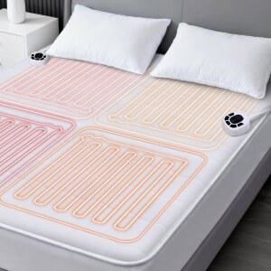 퀸 사이즈 전기 온열 매트리스 패드 - 메모리 및 예열 기능이 있는 멀티 존 침대 워머, 10가지 열 설정 듀얼 컨트롤로 1-12시간 자동 꺼짐, 불이 켜진 버튼