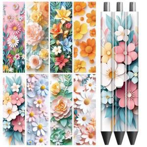 [포르르] 피코블루 uv dtf 펜 랩 전사 스티커 데칼 3d 꽃 - 48개 방수 hd 프린트 접착 개인 맞춤형 diy 장식 공예 선물 증정