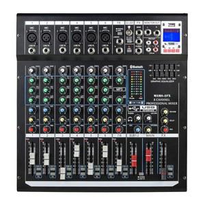스트리밍을 위한 FX 리버브 지연 효과가 있는 48V 팬텀 파워 사운드 믹서 보드, 블루투스, USB 오디오 인터페이스를 갖춘 디제이 8채널 보드