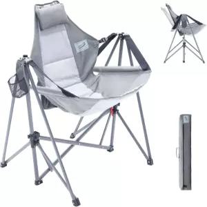 캠포 디자인 휴대용 스윙 해먹 의자 헤드레스트 음료 홀더가 있는 접이식 리클라이너 흔들 라운지 야외
