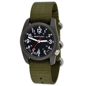 BERTUCCI 필드 워치 - DX3 필드 블랙 다이얼 / DK 올리브 케이스 디펜더 나일론 밴드 11026