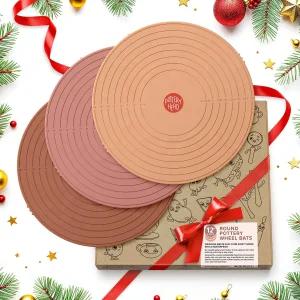 도자기 바퀴를 위한 머리 배트 - 가이드 라인이 있는 원형 12인치 바퀴 3개 세트 점토 도구 및 액세서리