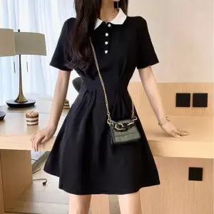 여자 배색카라 반팔 미니 원피스 A라인 여름 하객룩 WFIKX54