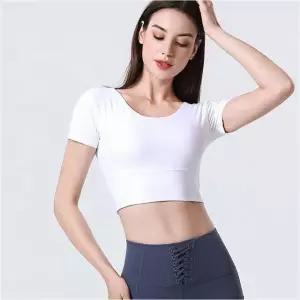 요가복 여성 반팔티 필라테스 슬림핏 크롭 상의 운동복 상의 (WFKAKF9)