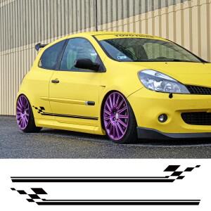 루보식 사이드 문짝 스커트 레이싱 스타일 자동차 스티커 르노 클리오 RS R.S. 2 개 PVC 필름 데칼 튜닝 액