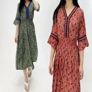 여자 휴양지 에스닉 시원한 패턴 여름원피스 휴양지원피스 바캉스원피스 롱