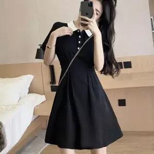 카라배색 하객원피스 면원피스 여자원피스 미니 셔츠원피스 허리핀턱