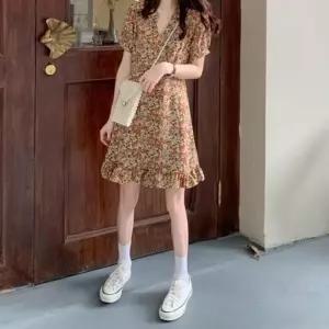 뒷지퍼 플라워패턴 바캉스원피스 여름옷 여자원피스 바캉스룩 쉬폰원피스